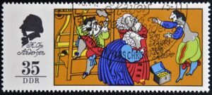 GERMANY - CIRCA 1975: A stamp printed in Germany shows The Emperor's New Clothes, scene from a fairy tale by Hans Christian Anderse, circa 1975